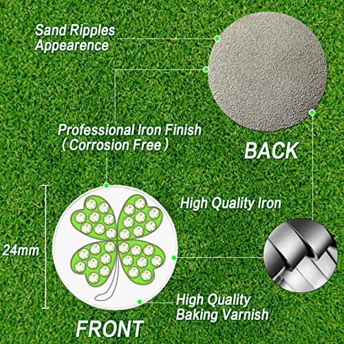Finger Ten Golf Ball Markers 3 Pcs With 3 Pack Hat Clip Value Gift Set, Mark Pattern Usa, Eagle, Ribbon In Choice For Men Women Kid (3 Lucky Clover) #TOP1