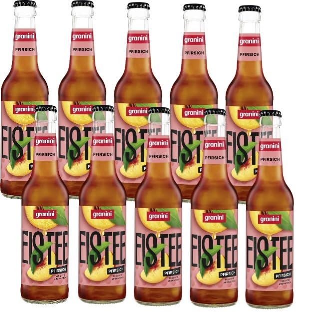 10 Flaschen G ranini Eistee Pfirsich a 0,33 L inkl. MEHRWEGPFAND Pfirsich Aroma+ Space Keks gratis a 45 g 3300 ml