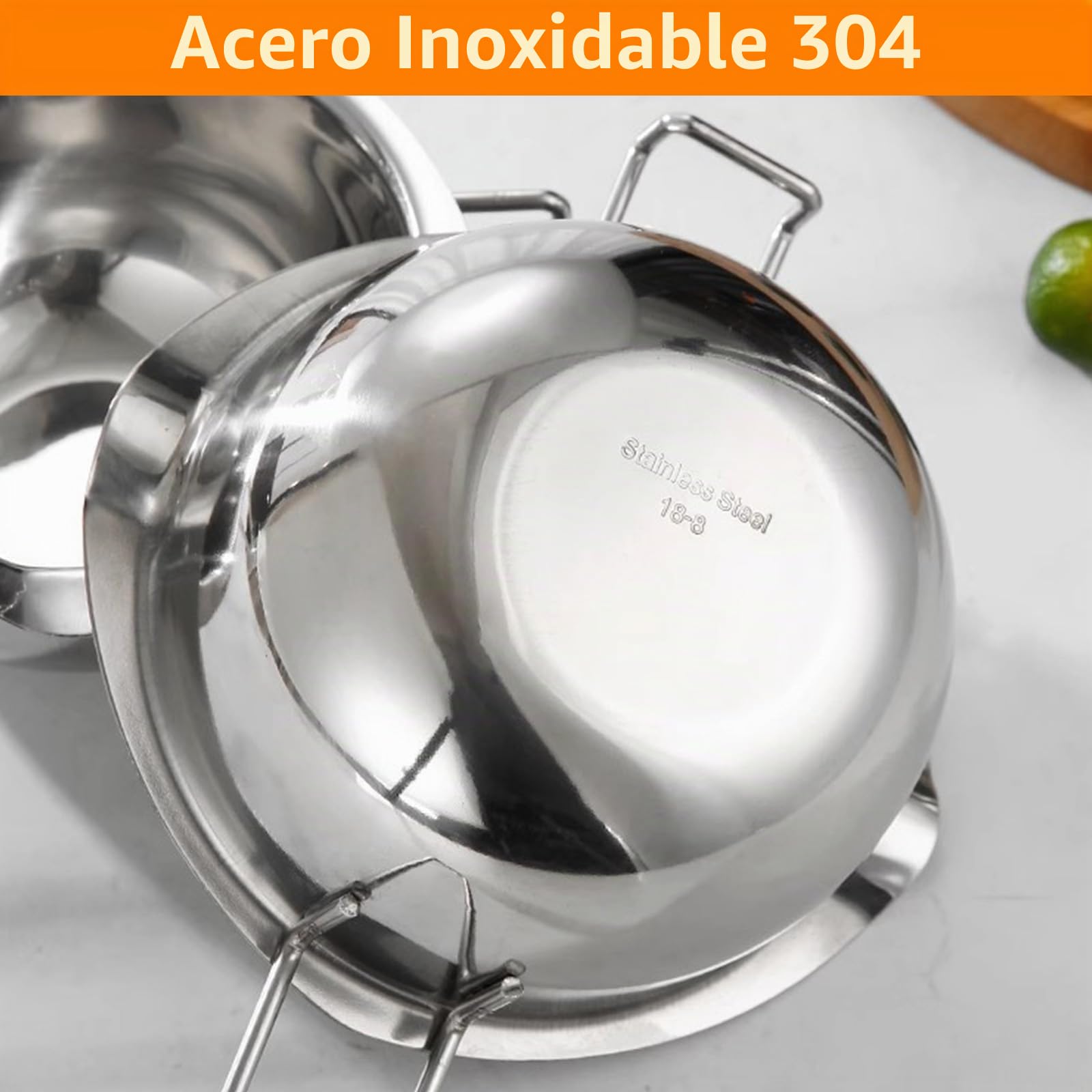 Cuenco para Derretir Chocolate 1000ml, Cazo Baño María 1L de Acero Inoxidable 304 con 2 Picos y Espátula, para Mantequilla, Azúcar, Queso, Caramelo, Velas