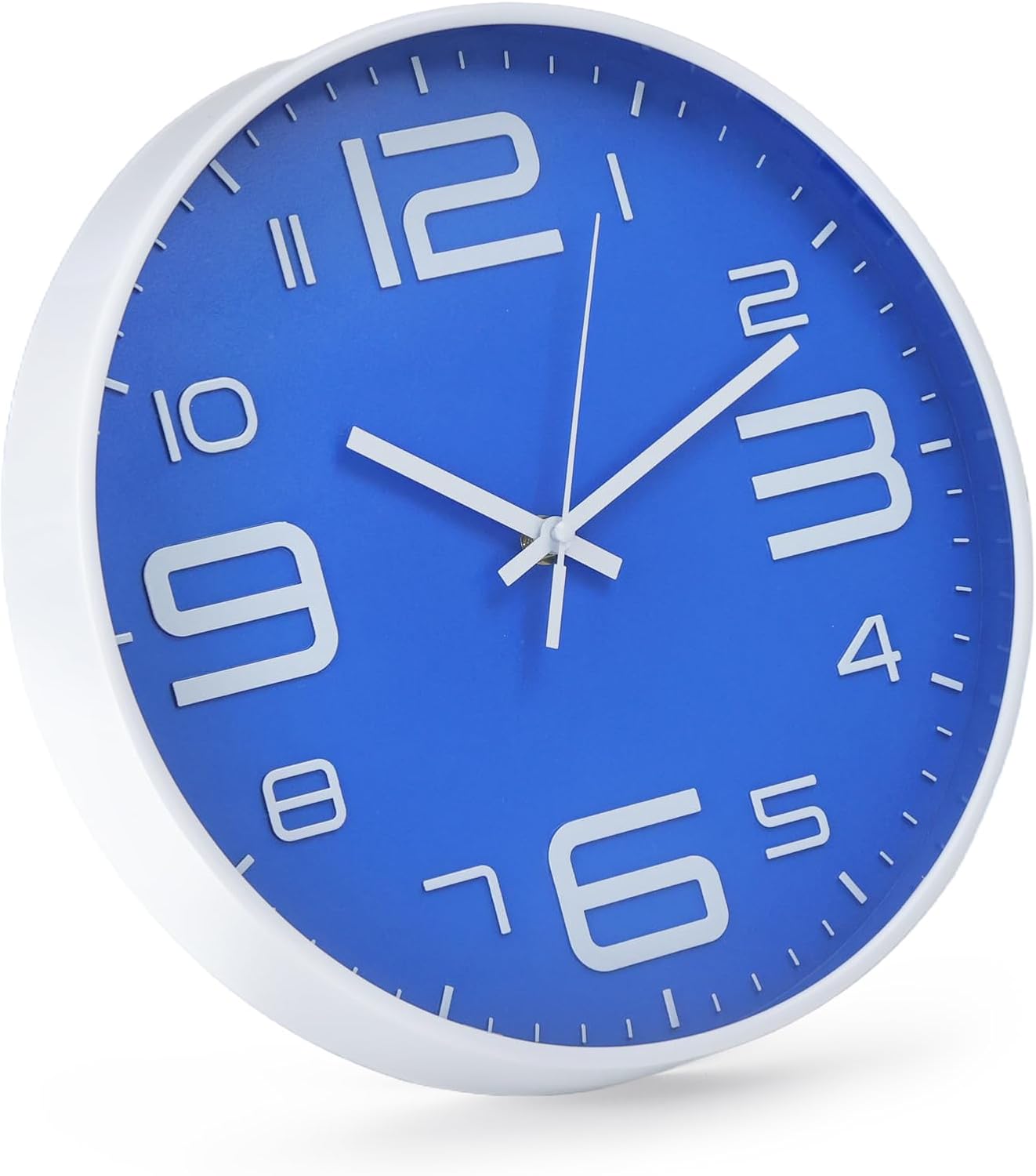 Wall Clock Modern Non-Ticking Battery Operated Wall Clocks Silent Quartz Movement Round Decor Clock Trendy and Practical Simple Style Best Gift for Office/Living Room/Bedroom (Blue, 12 inch) image 3