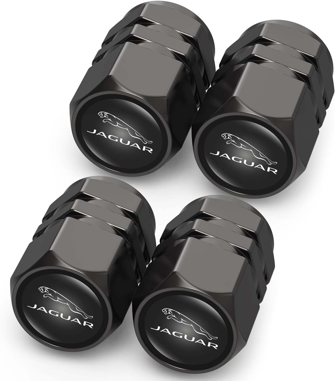 Black Alloy Tyre Valve Caps, Car Tyre Caps Compatible with Jaguar XE
