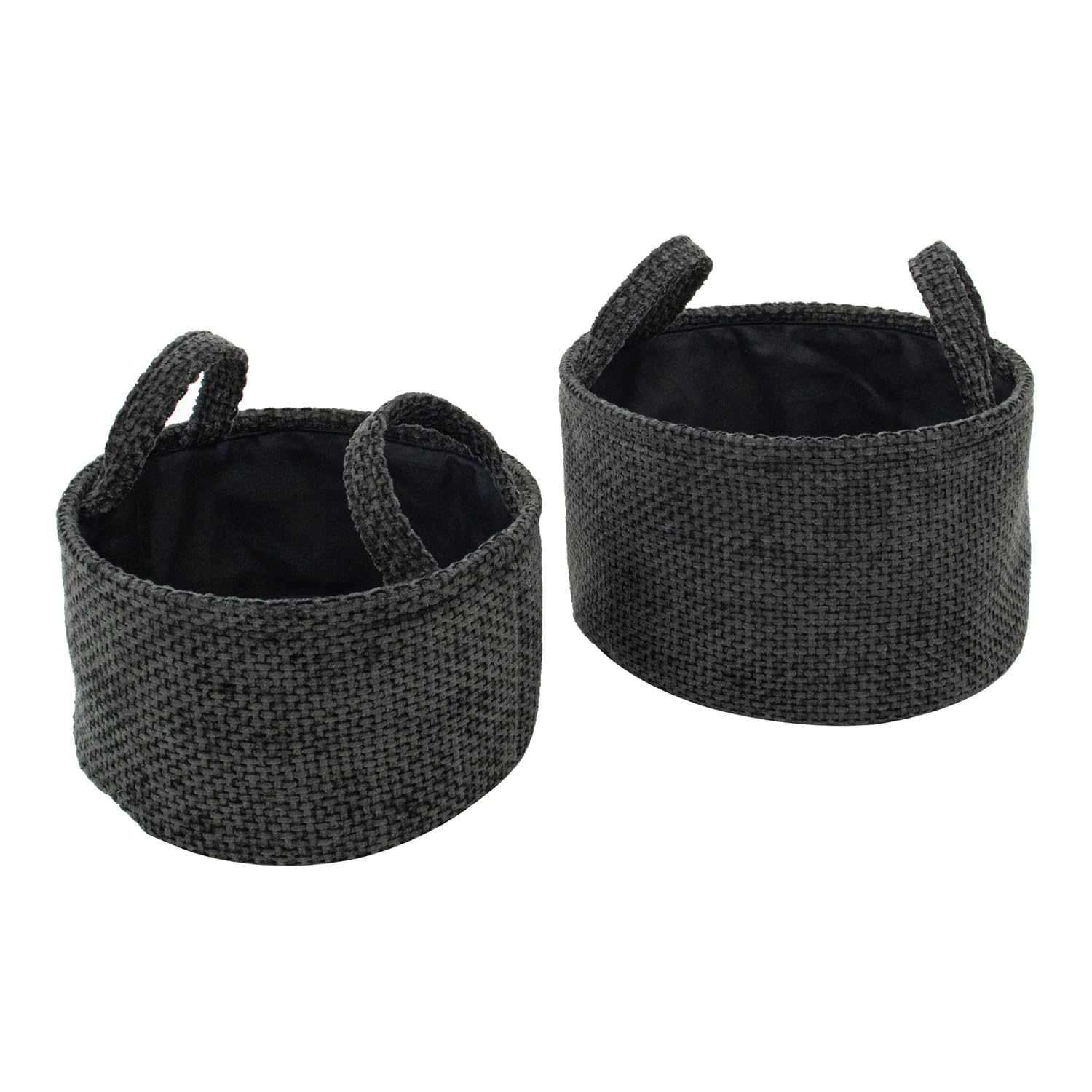 Julian Charles Black Metro Set Of 2 Round Storage Baskets With Handles - One Size