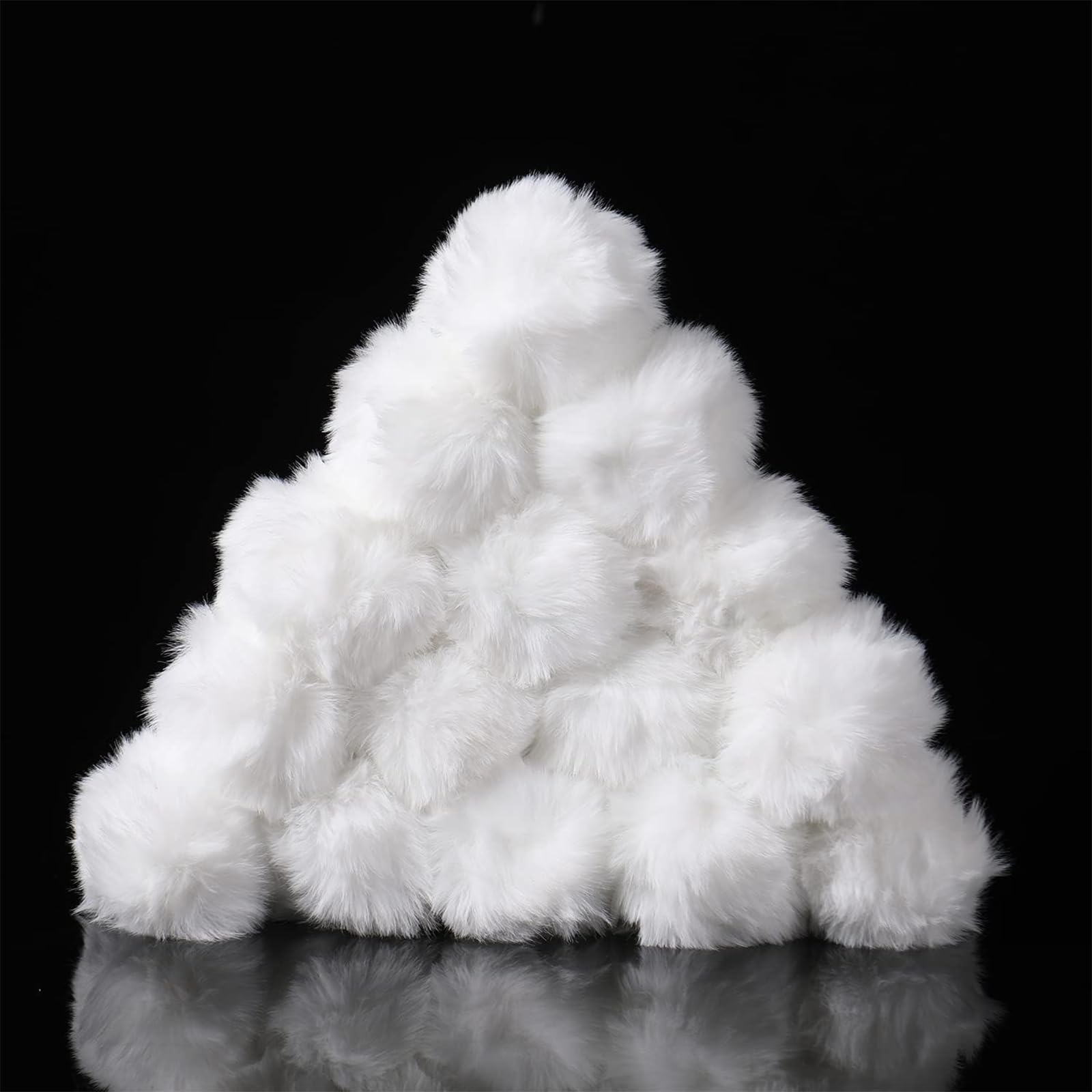 MIUPOO White Faux Rabbit Fur Pom Poms Fluffy Soft Pom,Pom Balls for DIY Crafts Keychains Hat Scarf Decorations Christmas Ornaments Handmade Accessories, 20 Pieces. — image 1