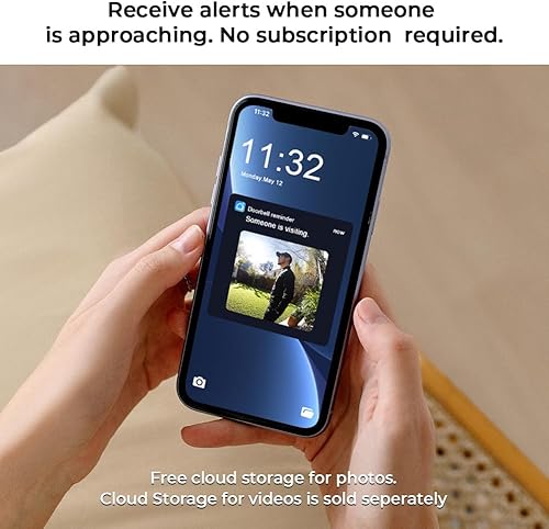 Miniatura 6 de PGST Cámara de timbre de video inalámbrico 2K, sin tarifa mensual, vista de pies a cabeza, visión nocturna, detección de movimiento AI, funciona con