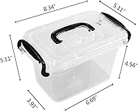 Vista 2 de Contenedores de plástico transparente con tapas, 6 paquetes, mini contenedores de plástico con pestillo, 1.5 L