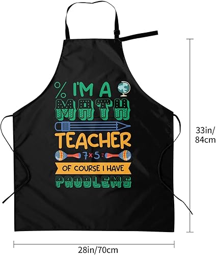 Miniatura 5 de I Am A Math Teacher Of Course I Have Problems Aprons for Men Women with Pockets Apron Adjustable Water and Oil Resistant Aprons for Cooking Kitchen