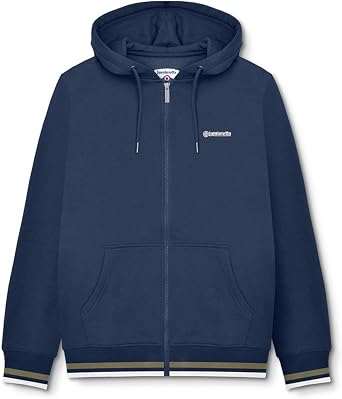 Lambretta Mens Full Zip Twin Tipped Hooded Sweatshirt Hoodie - Navy/Khaki - 2XL