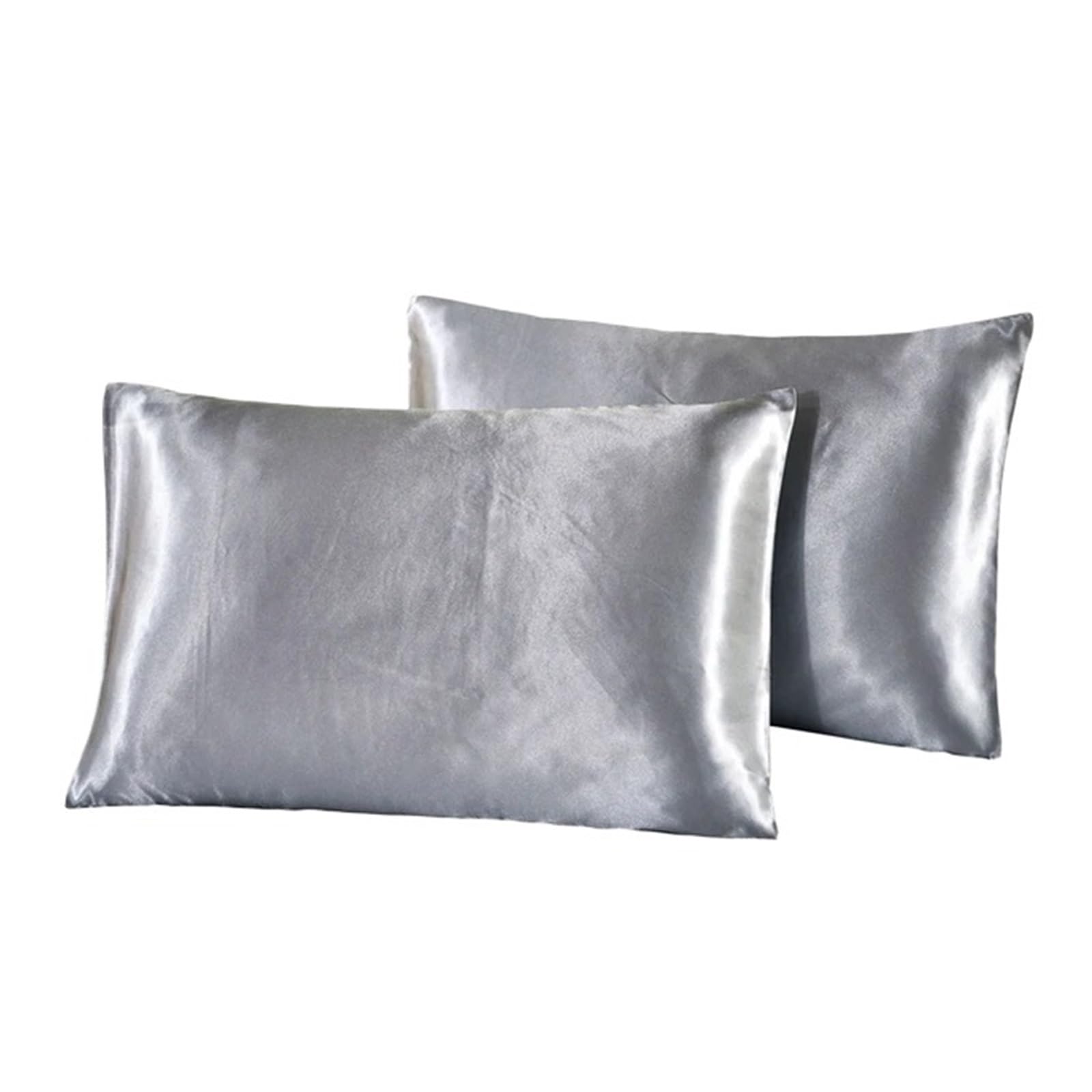 Silky Pillow Covers, Queen Satin Silk Pillowcase Multicolor 20x30 Inches(Light Grey)