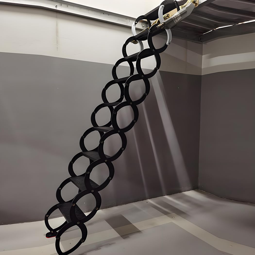 Scala telescopica pieghevole per soffitta da 9-3 m, montaggio a parete, scala personalizzata (H-2 m/2 m, lega)
