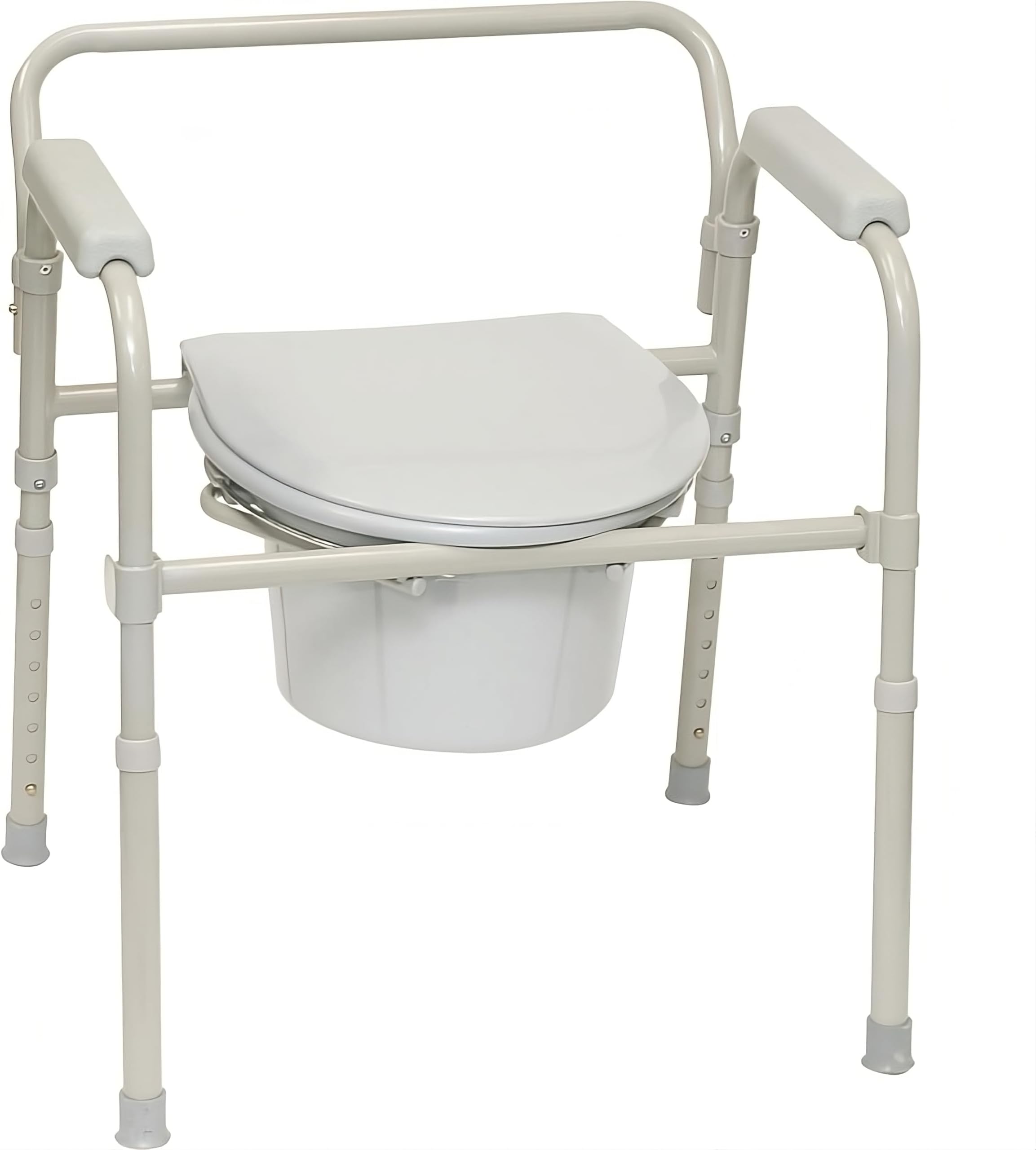 ProBasics 3-in-1 Folding Commode Chair with Full Seat, 350 lb Capacity, Portable Self-Contained Commode, Foldable Steel Frame