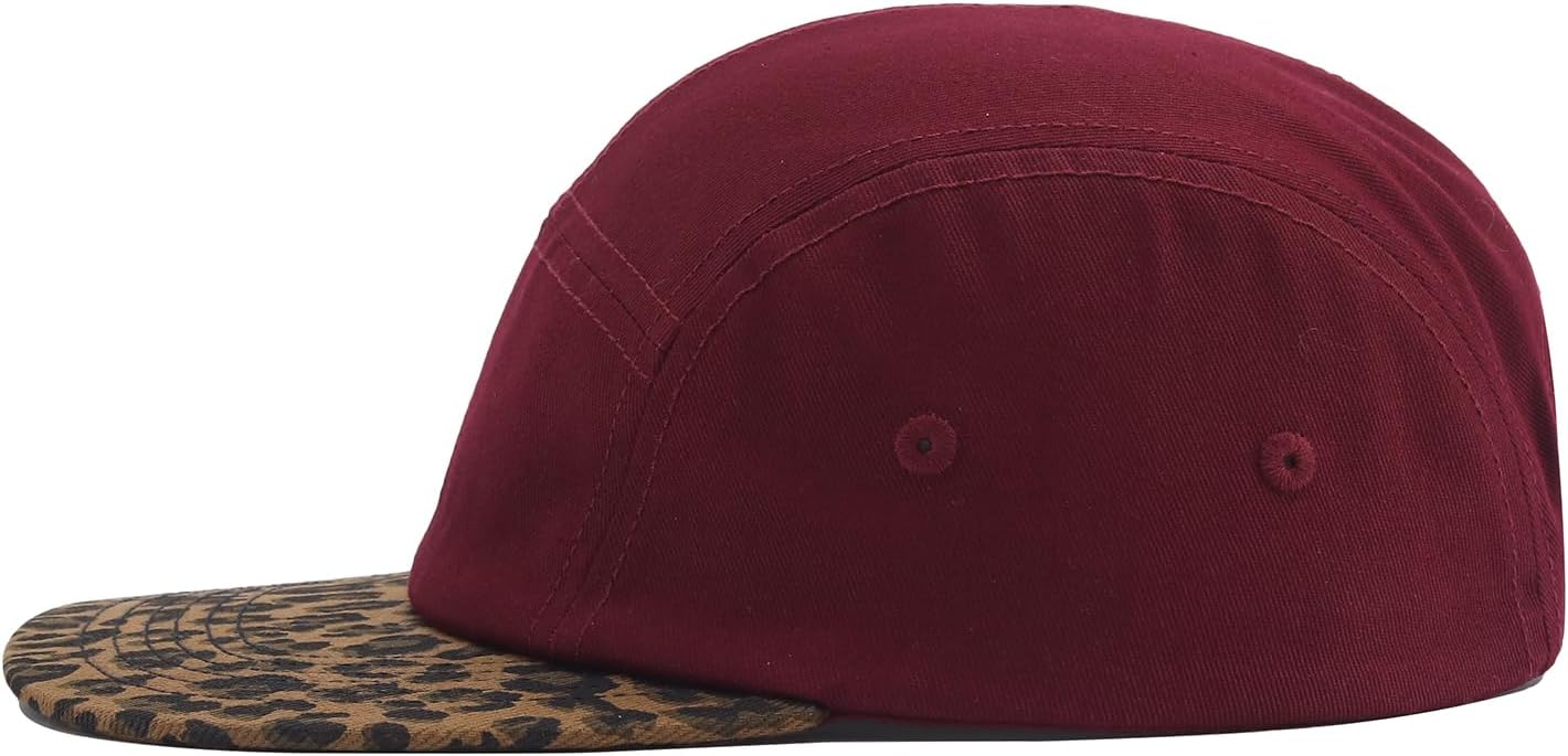 5 Panel Baseball Cap Leopard Print Flat Brim Hat Vintage Snapback Hats for Men Hip Hop Street Style Skateboard Hat - Image 4