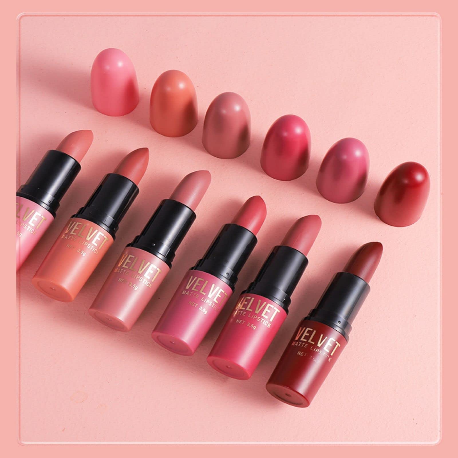 RoseFlower 6 Colors Lipsticks Set,Matte Lipstick with Gift box, Velvet Rose Lipstick Kit Nude Lipstick Long Lasting, Waterproof Lip Tint Makeup Set Kit Professional Lip Makeup Gift for Women - Image 2