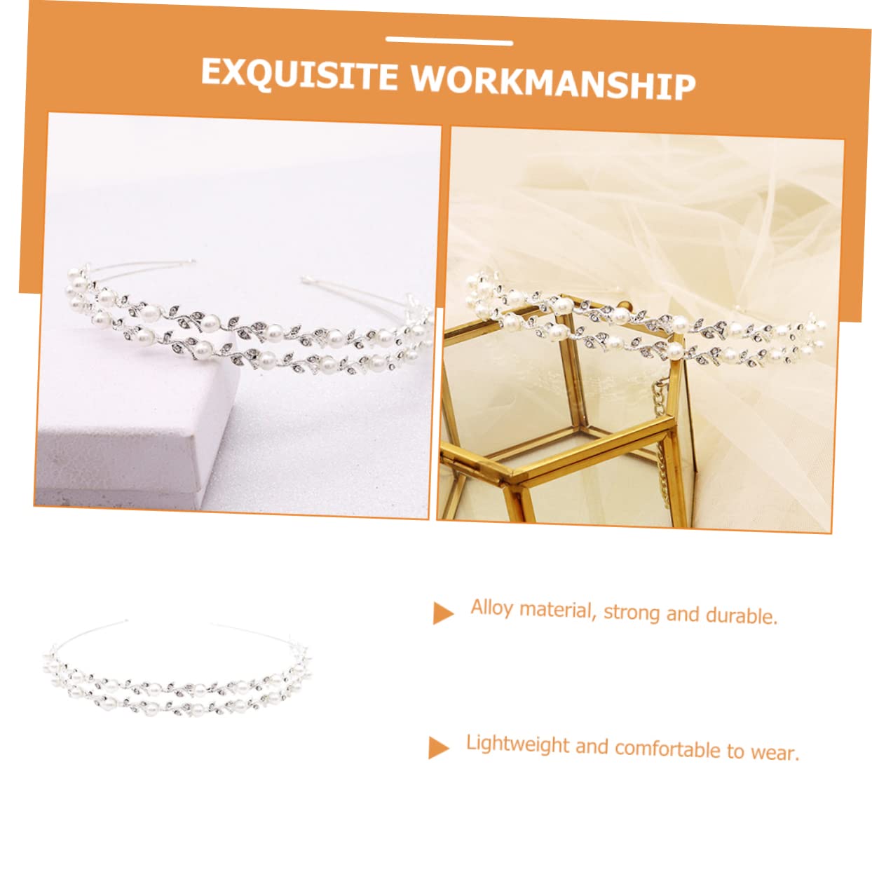 Healeved 5piezas Diadema De Novia De Doble Capa De Rhinestone y Perlas Accesorios De Pelo Para Bodas y Fiestas