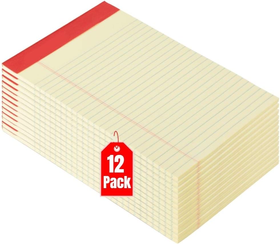1InTheOffice Yellow Legal Pads 5x8, Notepad Narrow Ruled