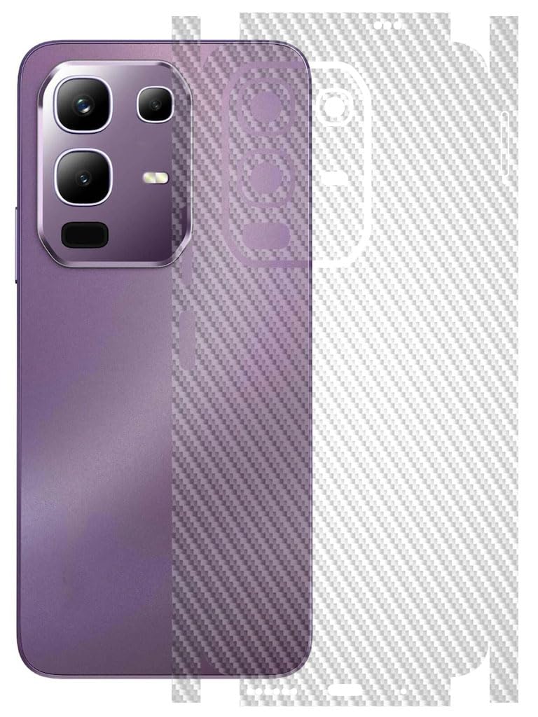 AtOdds Mobile Skin Sticker Wrap | Compatible for INFINIX Note 50X (5G) | Scratchproof Matte Finish | Full Coverage for All Sides & Camera Protection (Transparent CarbonFiber)-image-47