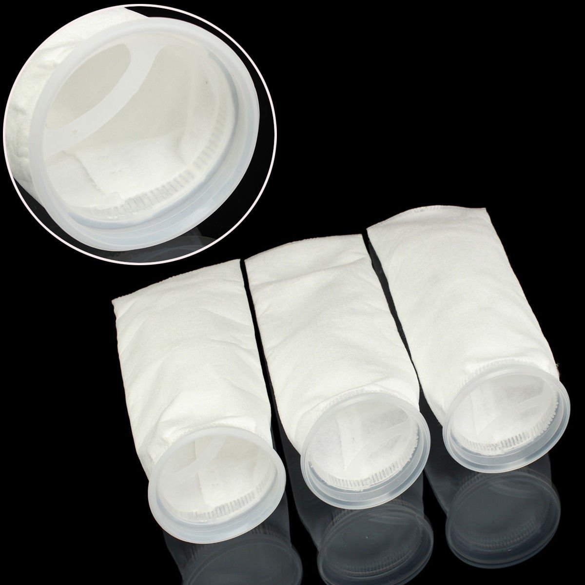 10 sacchetti filtranti bianchi da 200 micron, in polipropilene + poliestere, per acquario, acquario, pozzetto, in feltro, con filtro meccanico da 10,2 cm di diametro