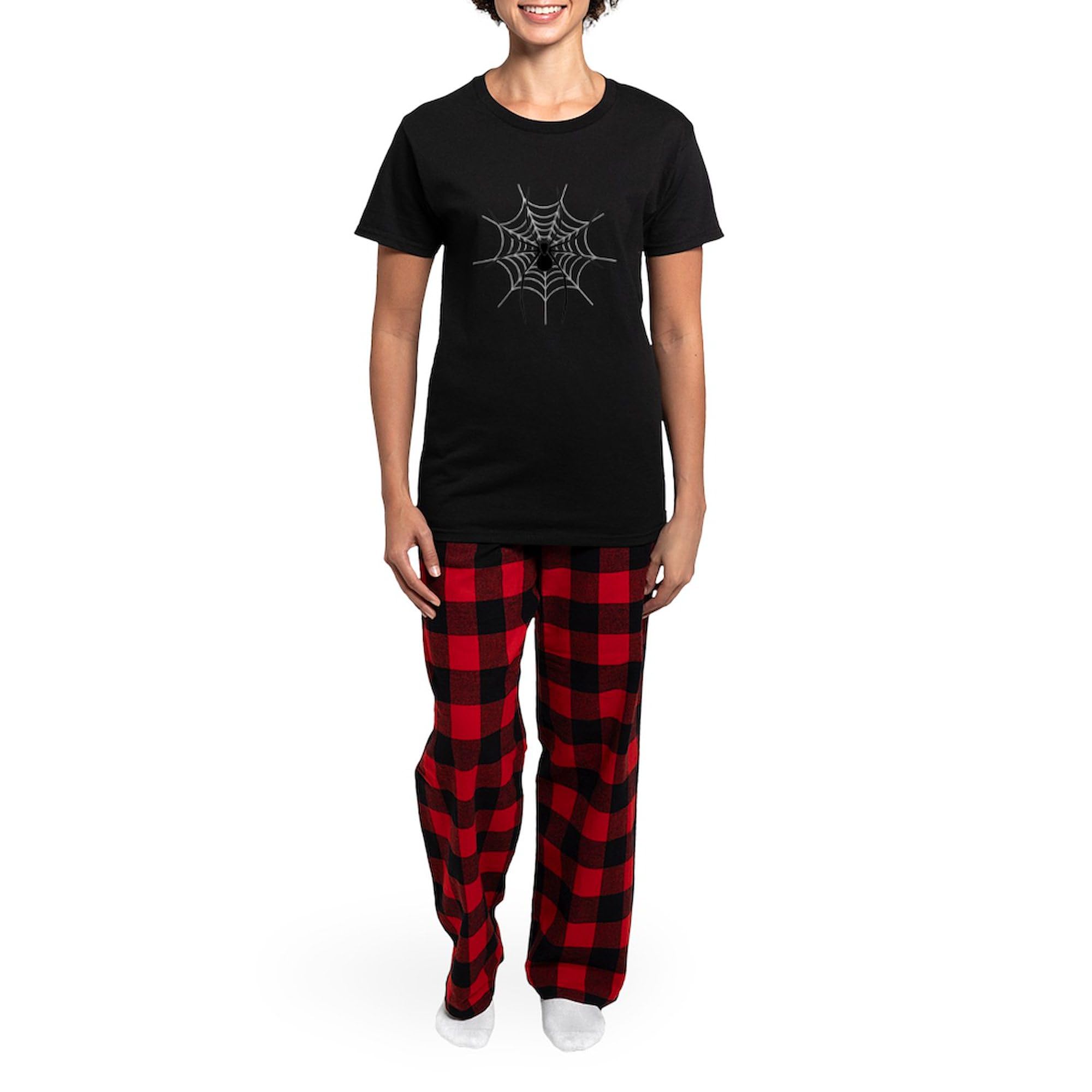 CafePress Spider Web Women's Dark Pajamas Womens Novelty PJ Sleepwear: XX-Large With Red Plaid Pant