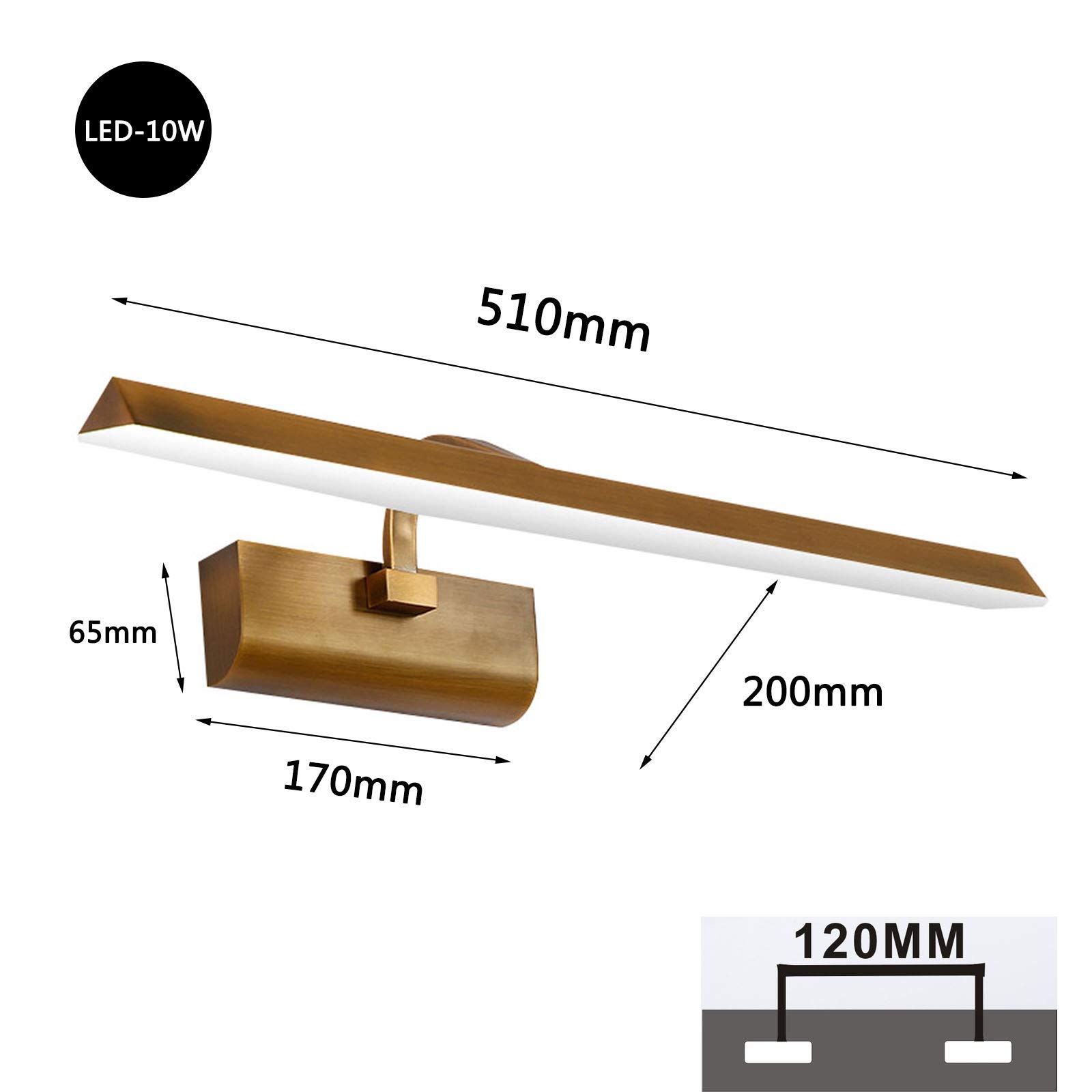 Lámpara de Pared LED para Espejo de baño, lámpara Retro para Cuadros con Cabezal Giratorio de 240°, luz Blanca Neutra de 4000 K, Luces Vintage para armarios de Espejo para hoteles