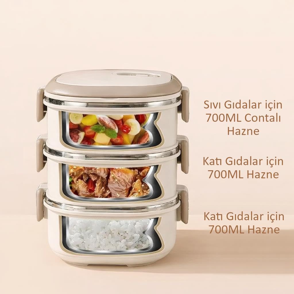 Valkyrie 3 Katlı Yemek Kabı 2100 ml – Termal Çantalı Lunch Box