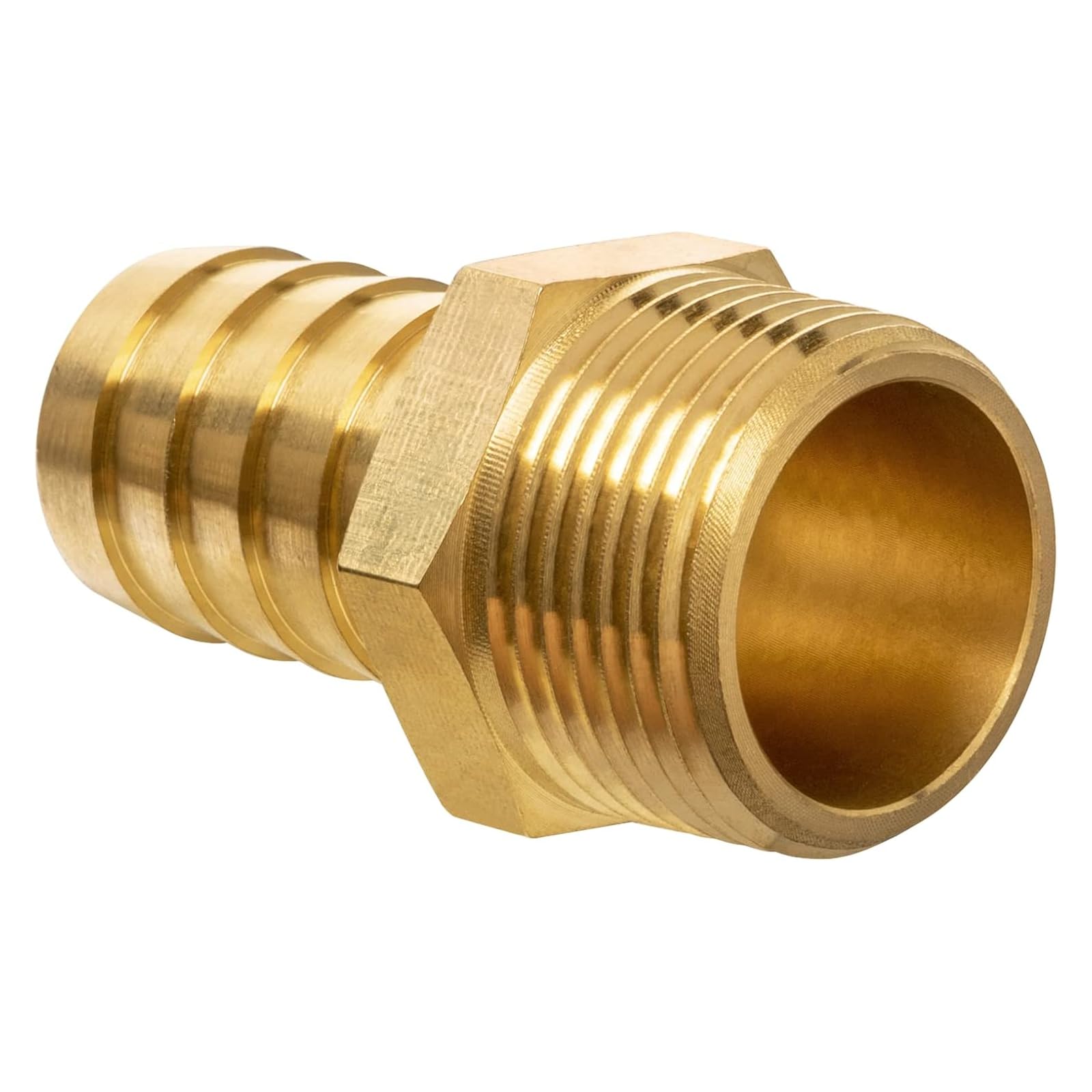 JUWO Brass Hose Barb Fitting, 3/4" Barb x 3/4" NPT Male Pipe Adapter Connector, Ideal for Air, Gas, Fuel, Oil
