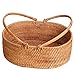 Produktbild KKD Ovaler natürlicher Weiden-Weiden-Picknick-Korb-Einkaufsspeicher-Korb mit Handgriff - 36x27x13cm (Länge x Breite x Höhe)