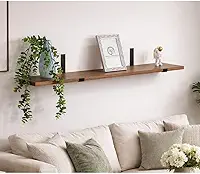 Prateleira Rústica Industrial 80x20cm em MDF Amadeirado Louro Freijó com Suporte Mão Francesa – Prateleira de Parede Decorativa para Sala, Cozinha, Quarto, Escritório e Livros