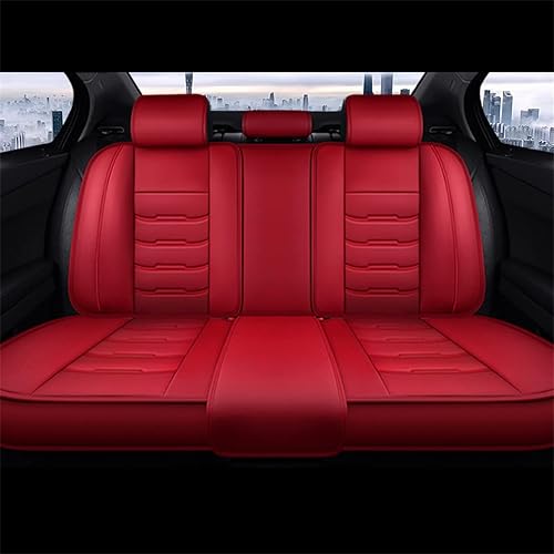 Miniatura 2 de Fundas de asiento de coche para Camaro juego completo delantero+trasero Premium impermeable piel sintética cojín accesorios MH51 rojo