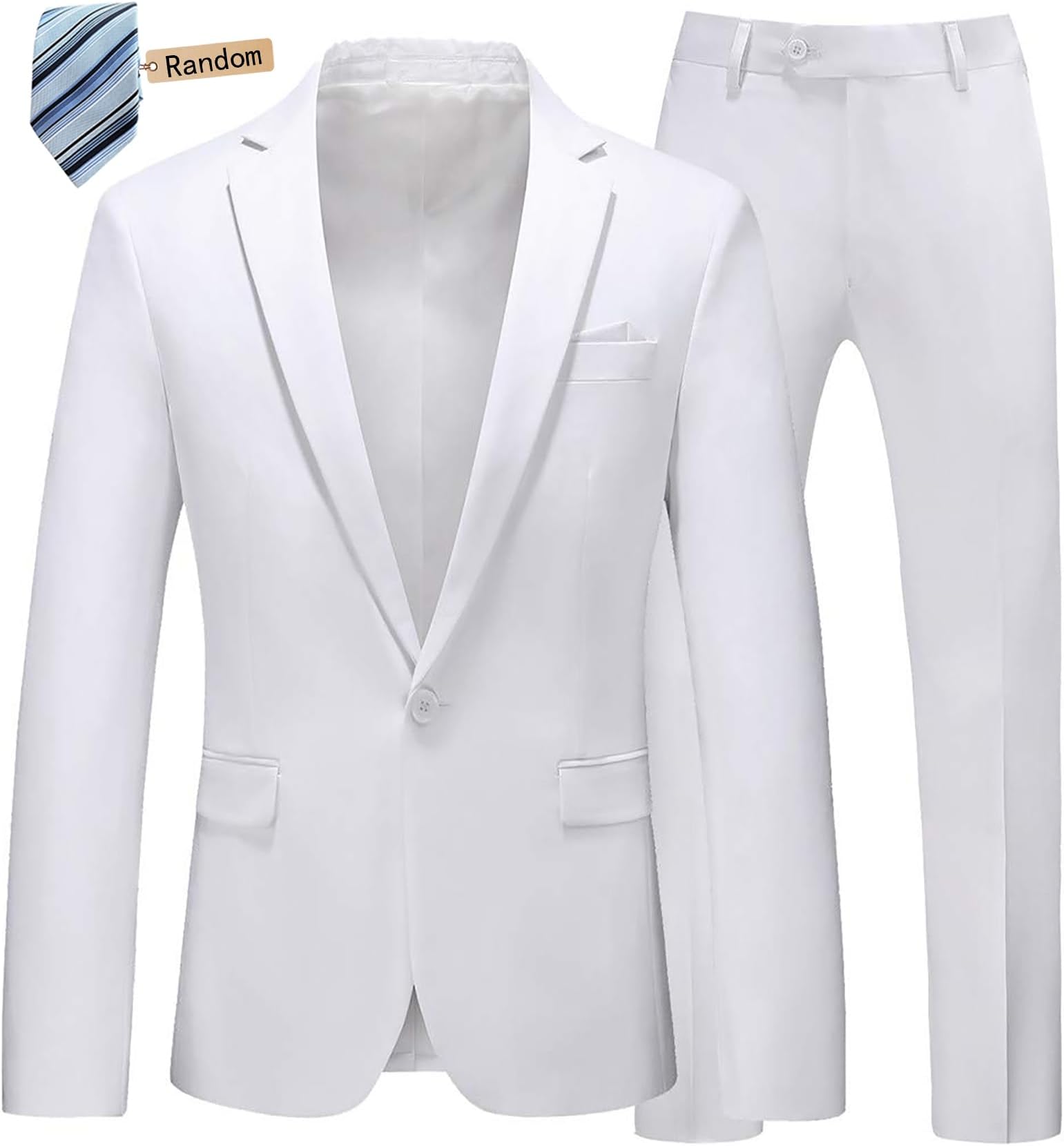 Mens Slim Fit 2 Piece Suit One Button Notch Lapel Tuxedo for Prom (Suit Jacket + Pants)