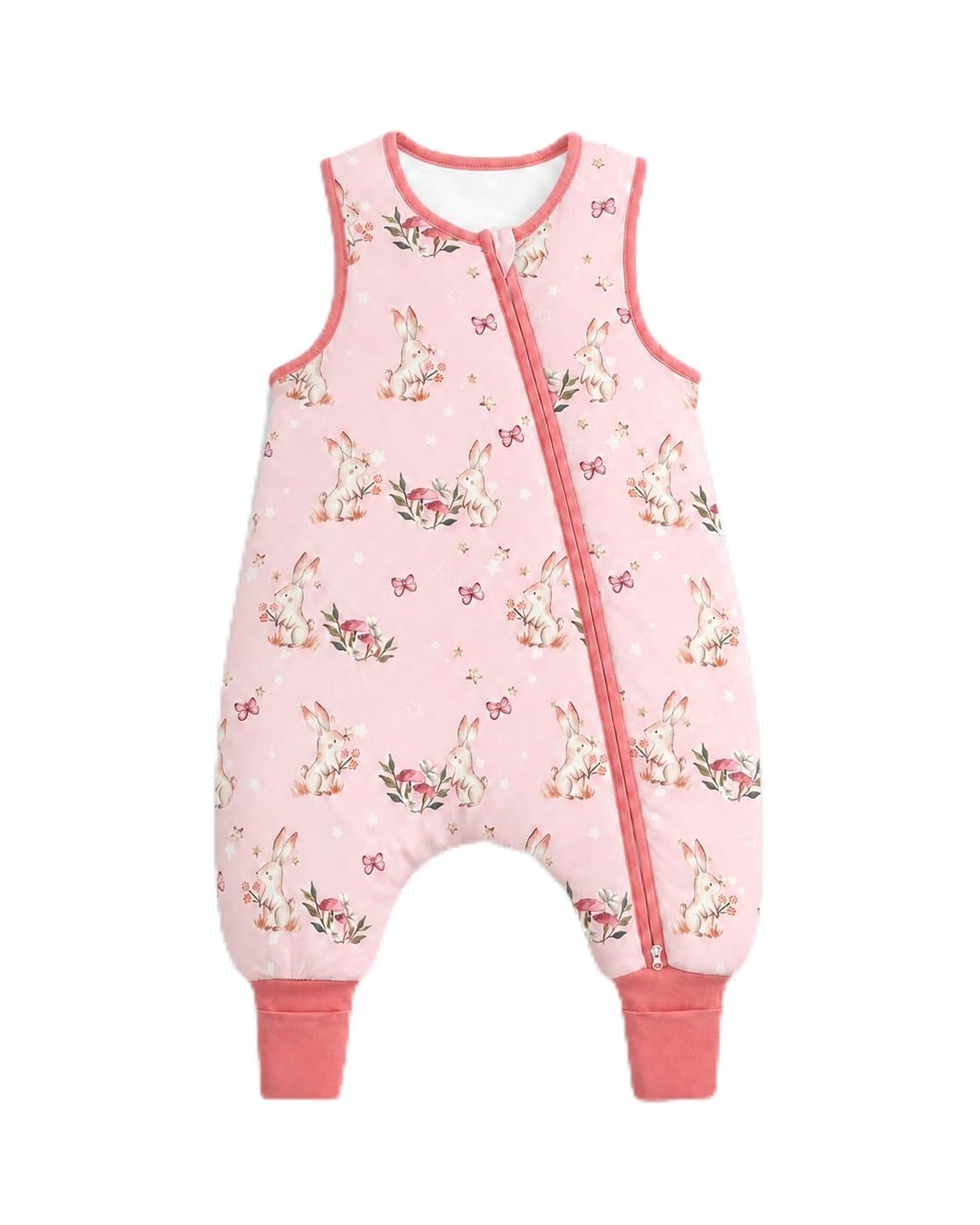 JiAmy 2.5 Tog Baby Sleeping Bag with Legs Toddler Pink Rabbit 6-18 Months