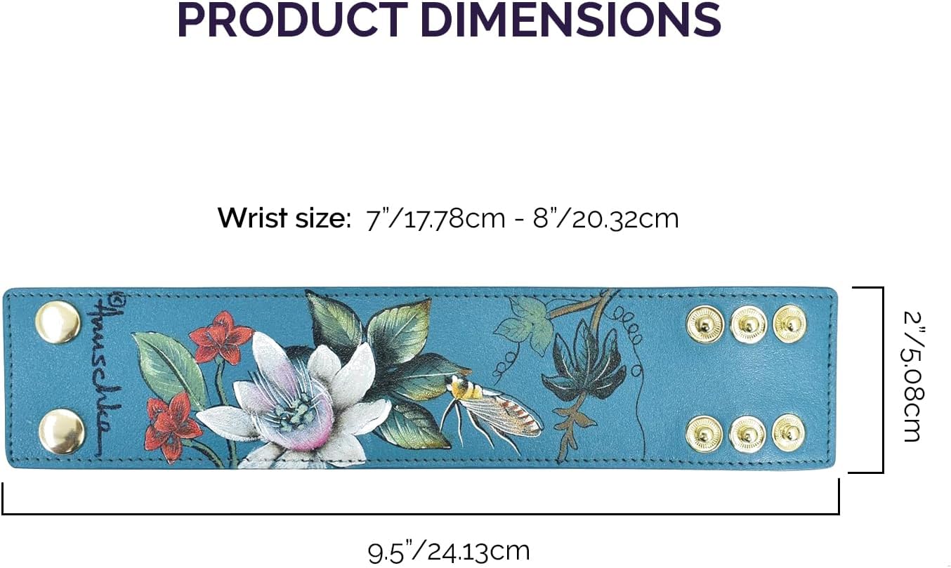 Anuschka Women's Hand-Painted Genuine Leather Adjustable Wrist Band - Royal Garden