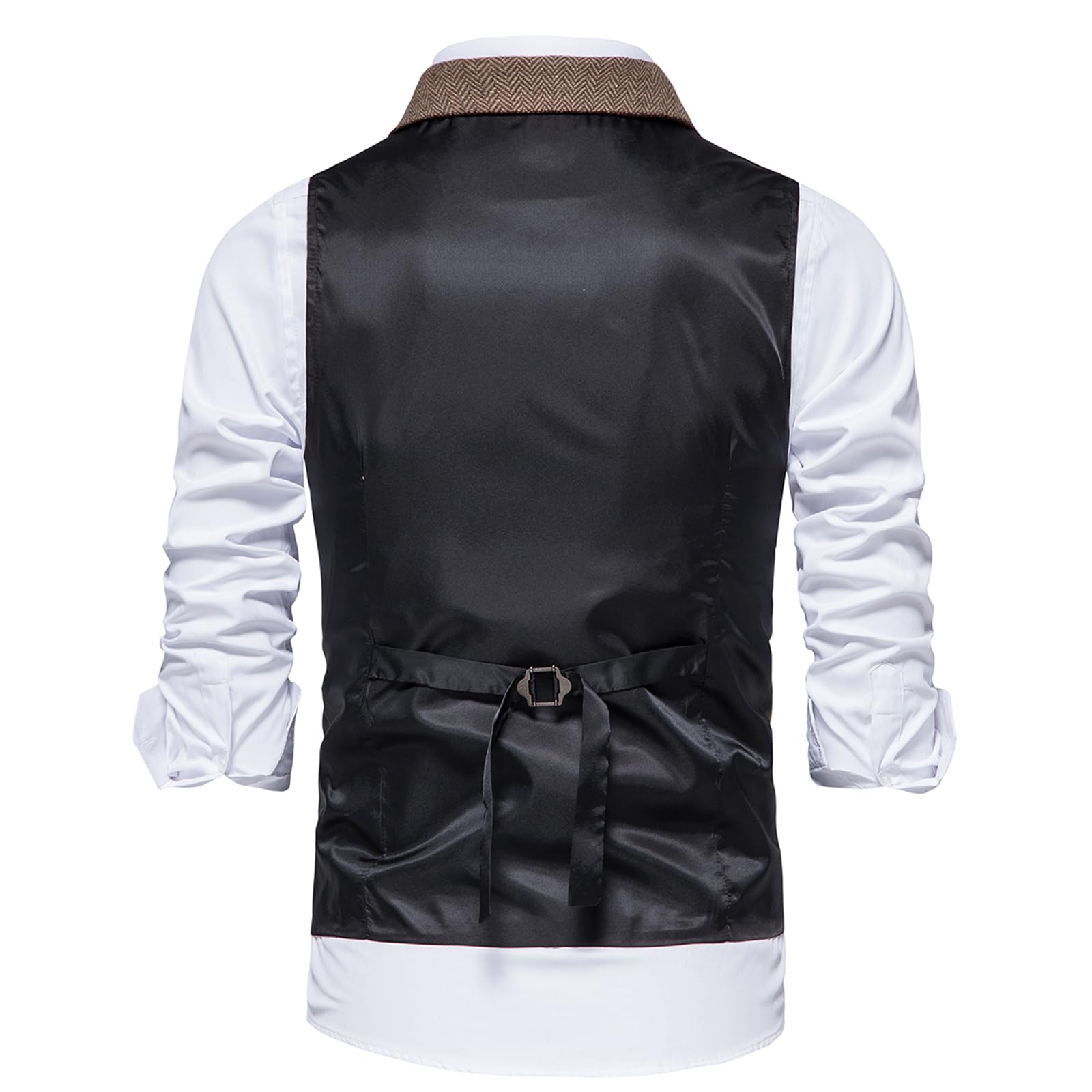MakingDa Chaleco formal para hombre, sin mangas, cuello en V, de tweed, para negocios, casual, con bolsillo