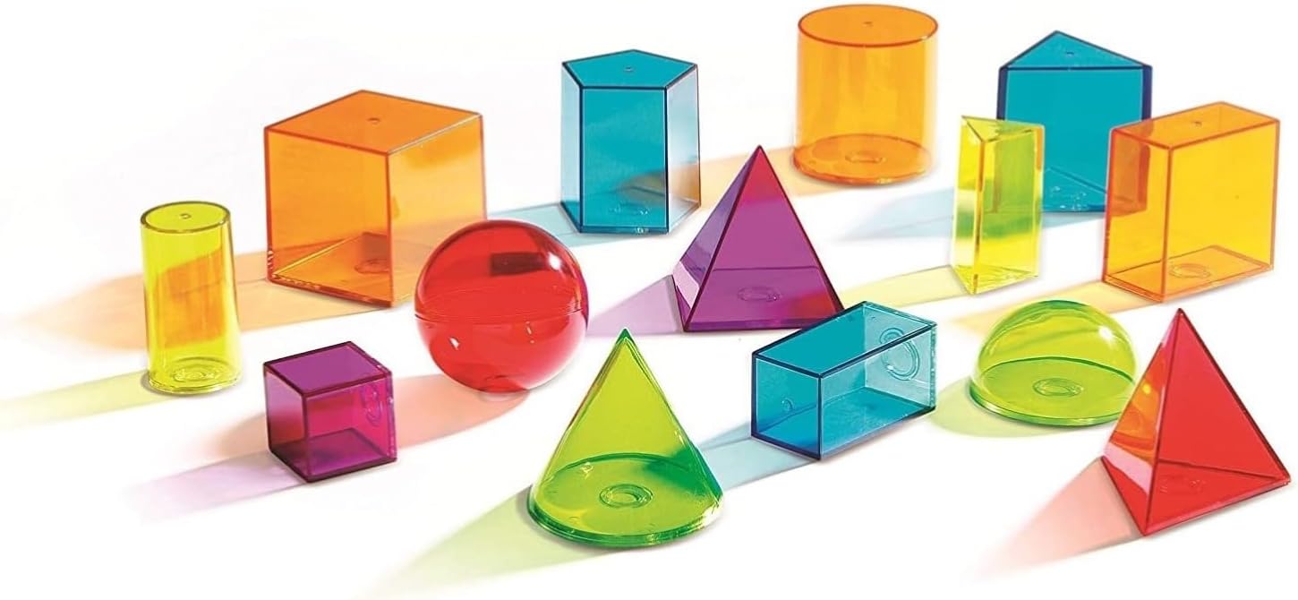 Learning Resources View-Thru(R) Geometric Solids Transparent 3D Shapes LER 4331