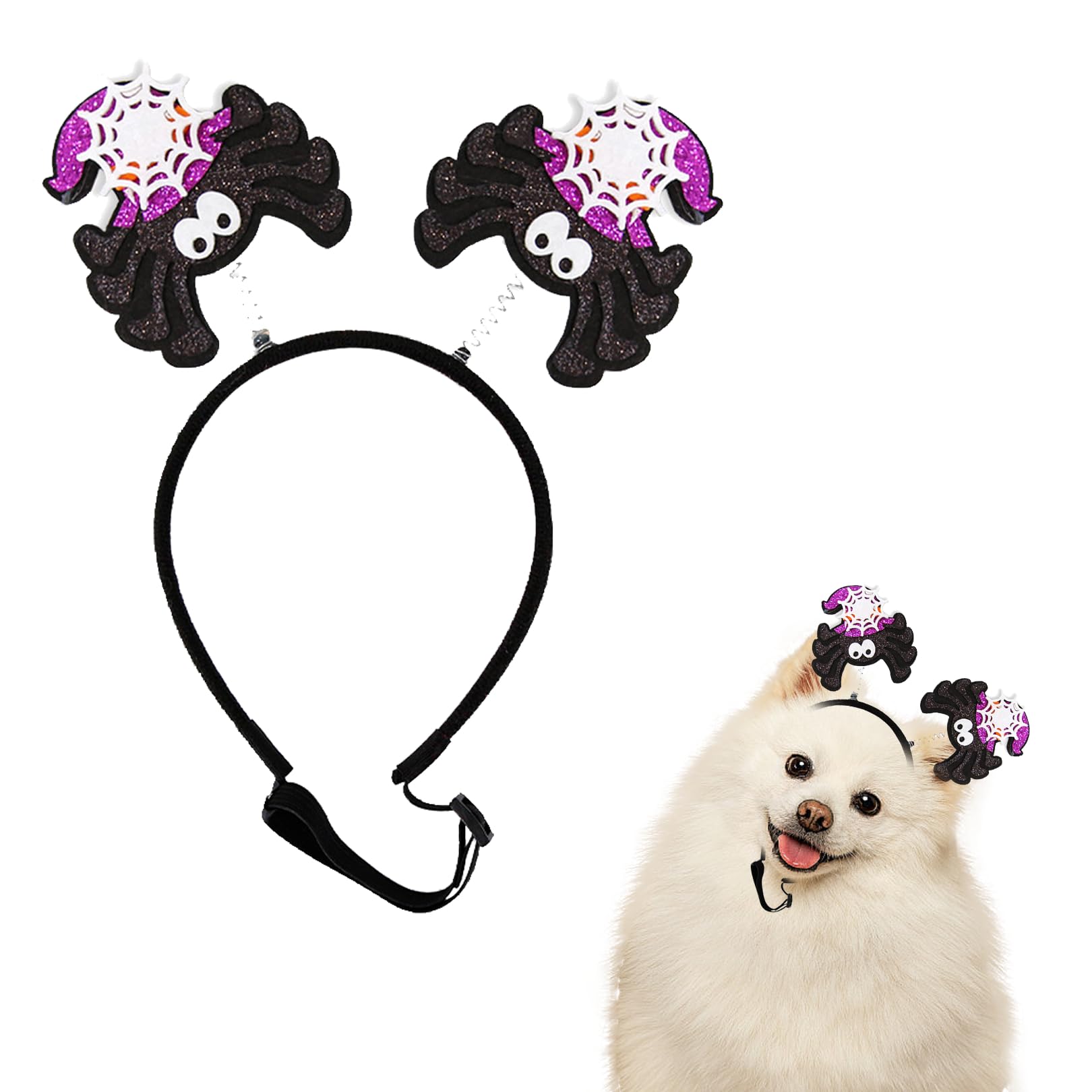 Halloween Dog Headband - 1Pcs Glitter Black Spider Hot Pink Witch Hats Puppy Dogs Headbands Dog Costumes Hair Band Headwear Dog Halloween Hair