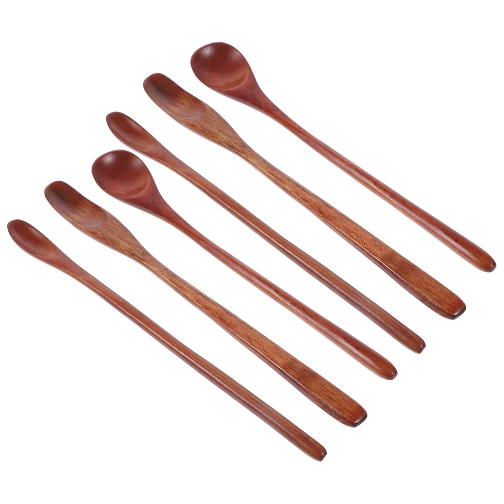 PRETYZOOM Spoons Stirring Rods 6 Pack Long Handled Wooden Stirrer for Coffee Tea Yogurt