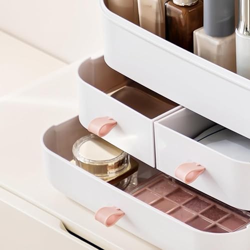 Miniatura 4 de HBlife Organizador de maquillaje, almacenamiento de cosméticos impermeable y a prueba de polvo, caja de exhibición de maquillaje con tapa totalmente