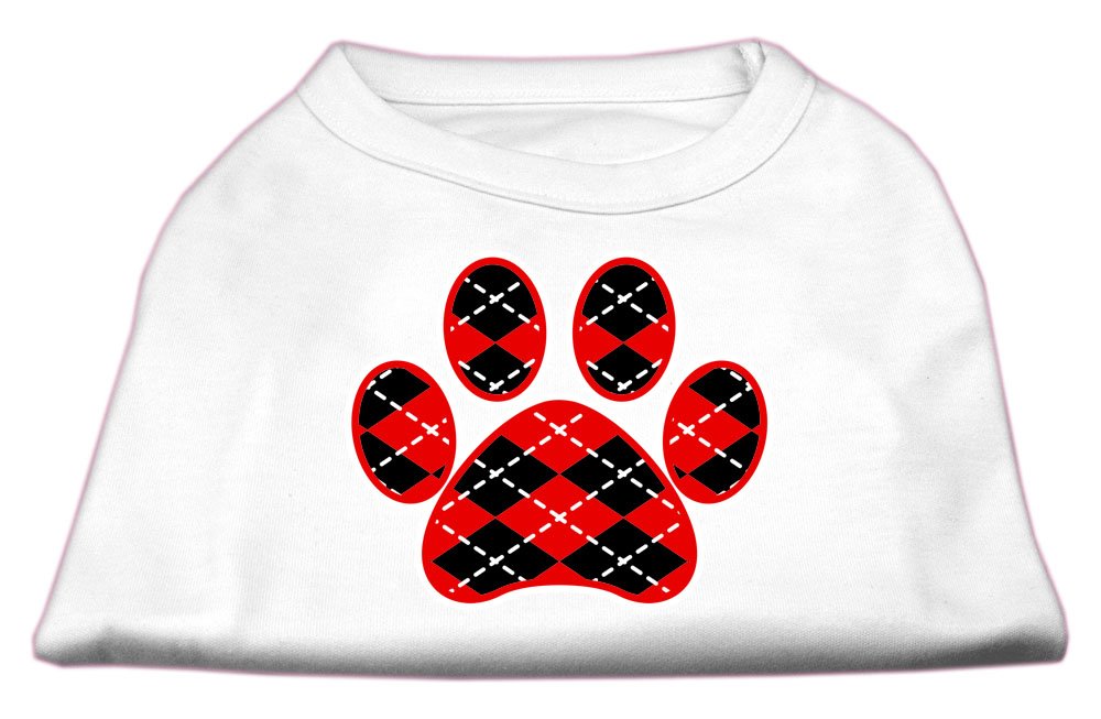 Mirage Pet Products Argyle Paw Red Screen Print Shirt White XXXL(20)