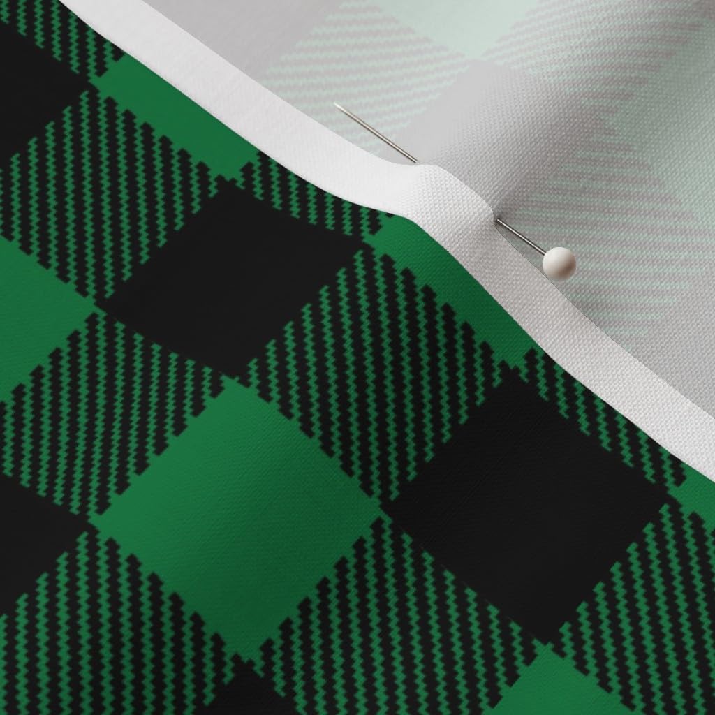 Spoonflower Fabric - Buffalo Plaid Green Christmas Check Xmas Printed on Petal Signature Cotton Fabric by The Yard - Sewing Quilting Apparel Crafts Decor