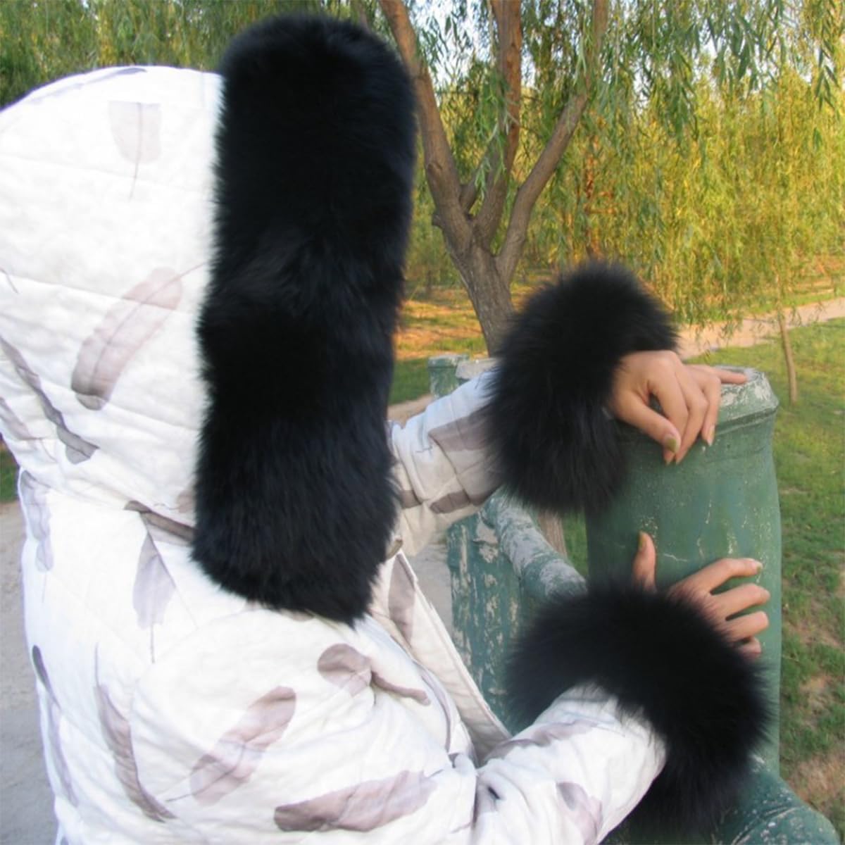 Winter Faux Fur Short Wrist Cuff, Artificial Fur Arm Warmer for Women, Cold Weather, Solid Color