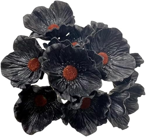 Rikyo 10 ramos de flores artificiales de 11 pulgadas, flores de amapola, anémona que no se decoloran, flores silvestres falsas para mesa de cocina,
