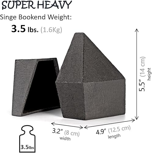 Miniatura 3 de Sujetalibros decorativos, hierro fundido resistente, decoración de estantes artísticos, temática abstracta geométrica (negro) por Ambipolar