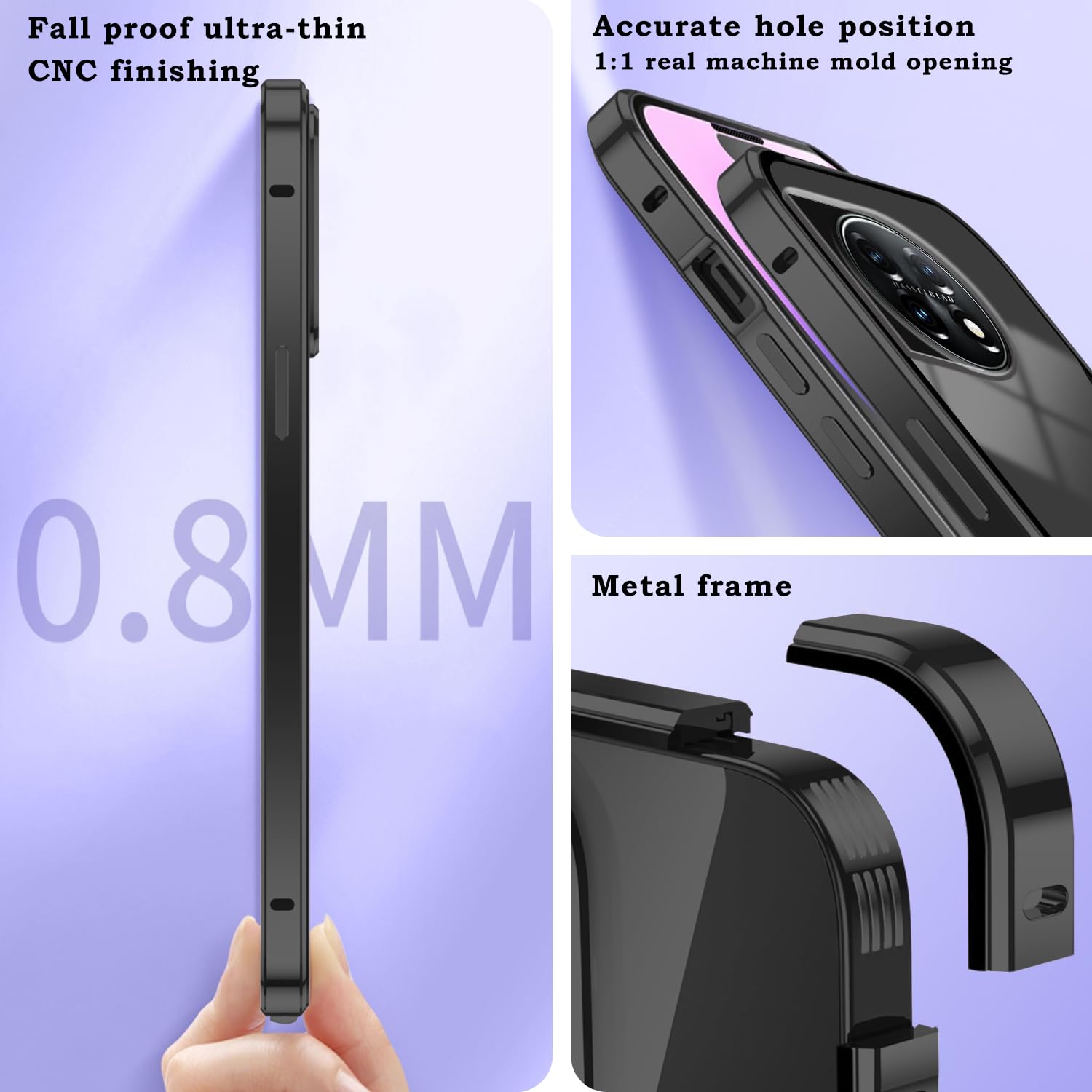 Dedux Cover per Oppo Reno 12F 4G / Reno 12 FS 5G / Reno12 F 5G, Custodia Trasparente Gradiente Protettivo TPU Case, Ultra Sottile Rinforzo a quattro angoli Cover (Nero/Oro