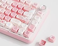 Vista 1 de EWEADN MOA Cute Cat Keycap, 121 Double Shot PBT Custom Keycaps for Mechanical Keyboard, Universal Compatiability Pink keycaps for 100%, 75%, 65%