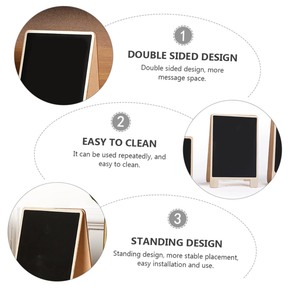 HOMSFOU 2pcs Wooden Chalkboard Signs Desktop Standing Message Boards for Home Office for Weddings Boys and Girls Crafts and Party Favors for Kitchen and Garden Decor