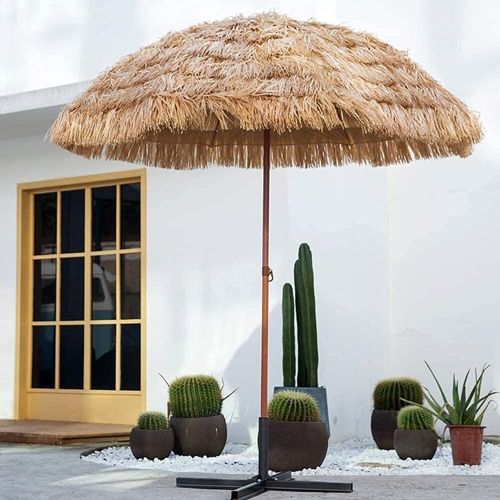 Gartensonnenschirme für den Außenbereich, 2,4 m/7,9 Fuß, Natur, Simulations-Strohschirm, Sonnenschirm für Hinterhof/Pool/Strand, Sonnenschirm für den Terrassengarten mit