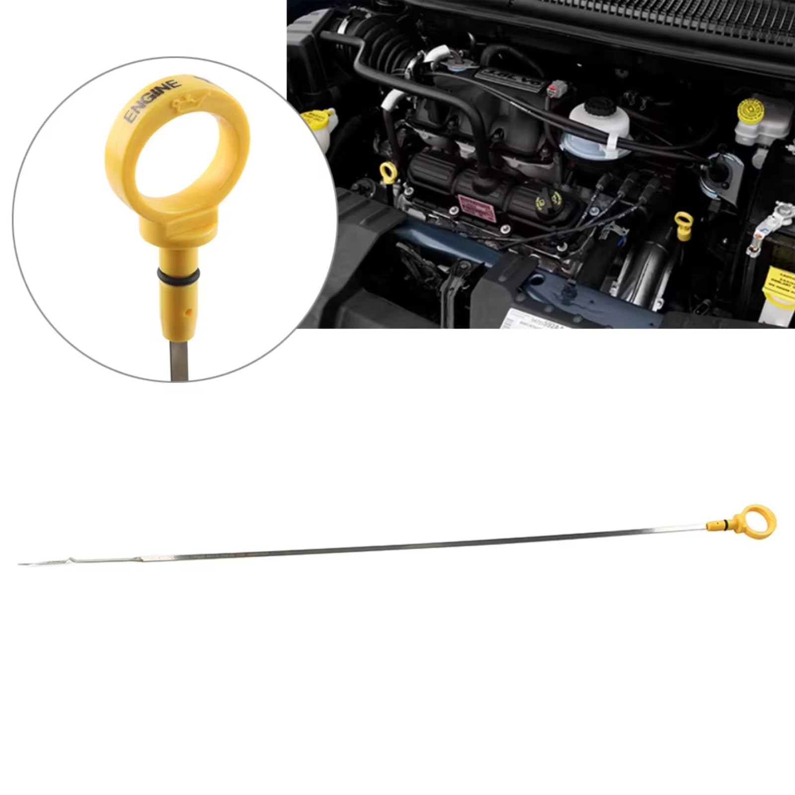 Asta di misurazione dell'olio Motore Compatibile con Dodge Grand Caravan 3.3L 2006 2007 2008 2009 2010 677mm Asta di Livello Olio Motore Auto 4666139AA