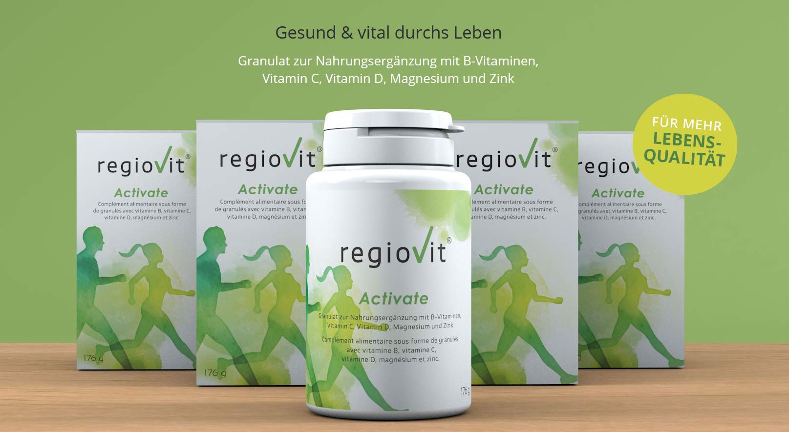 REGIOVIT® Activate Granulat Vitamin Mineralstoff-Komplex I Mikronährstoffe Hochdosiert I Multivitamin-Präparat mit Mineralien-Komplex Spurenelemente Ballaststoffe I Vitamin-Komplex Vegan 176g
