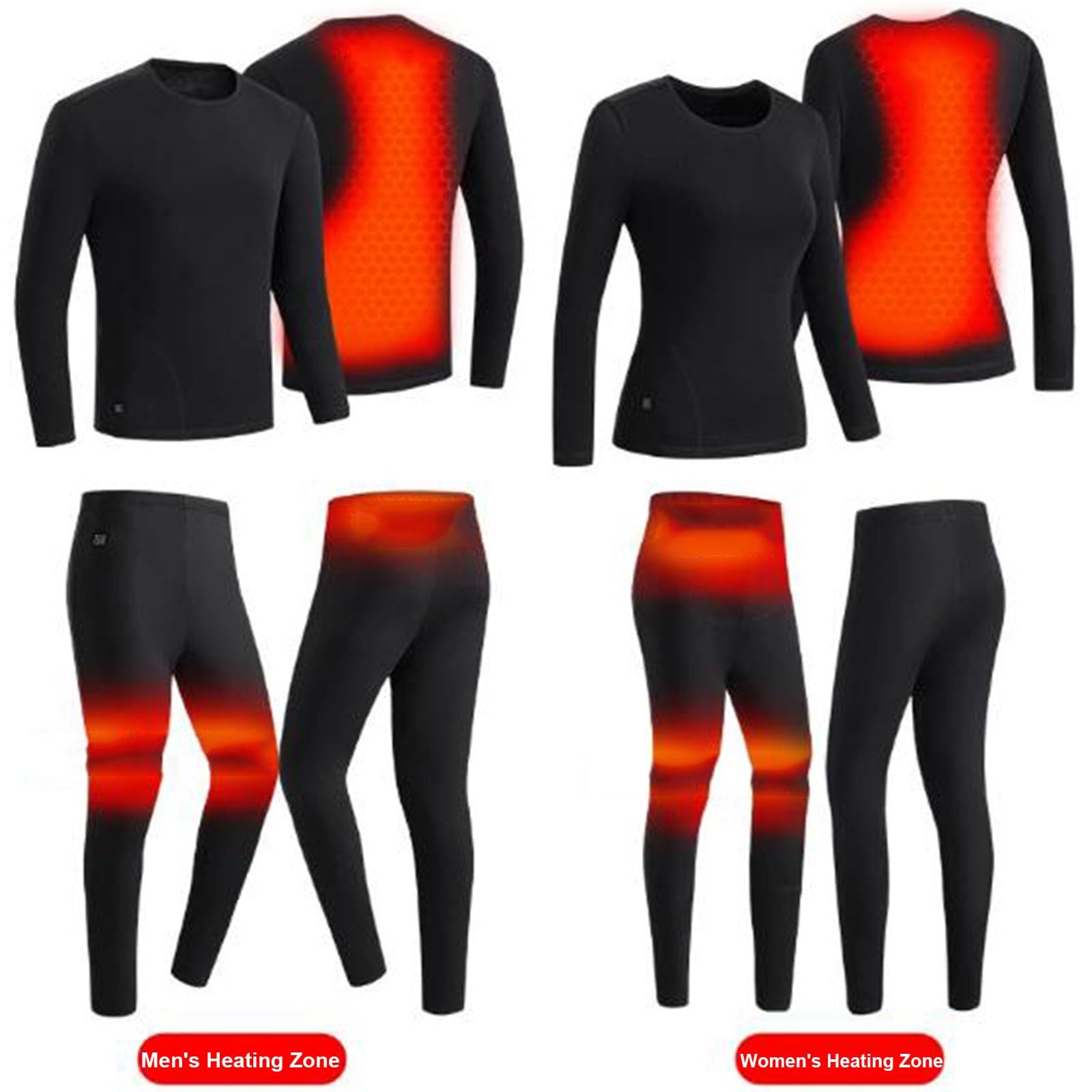 Completo Intimo Termico Riscaldante Intelligente per Uomo e Donna, 3 Livelli di Riscaldamento, per Allenamento, Sci, Corsa