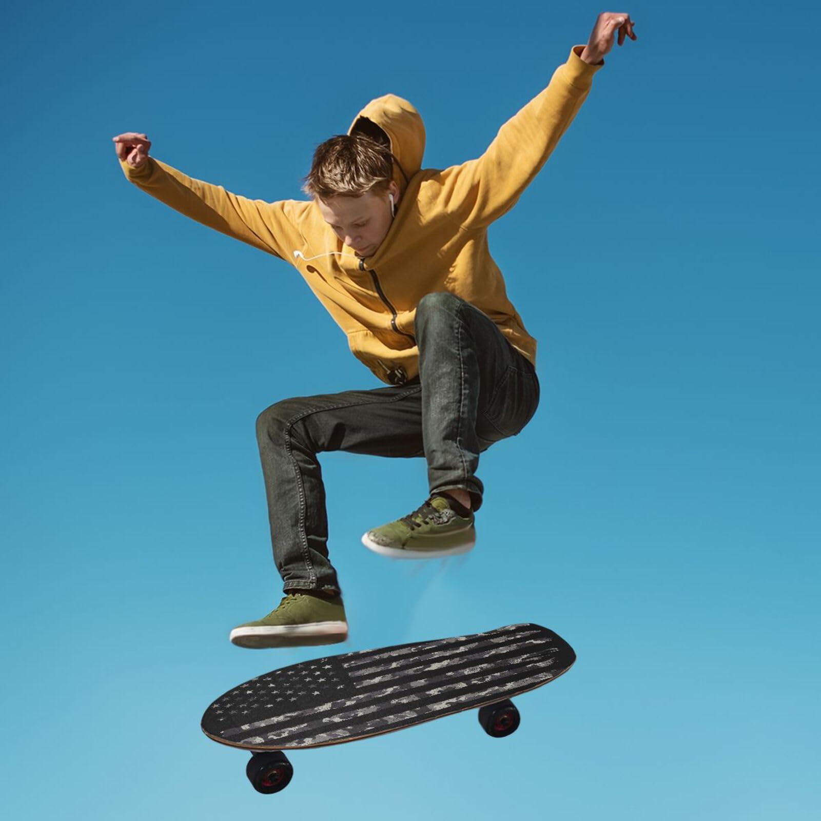 ALAZA Camouflage Flag American Skateboard Grip Tape Sheets Longboards Griptape 33