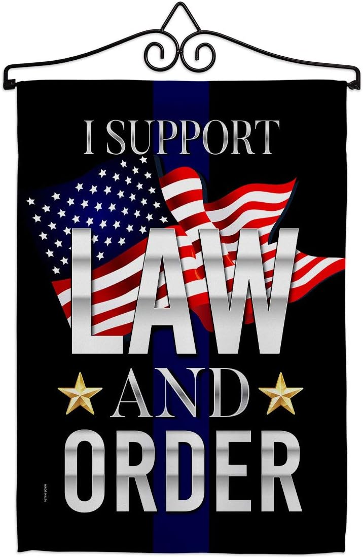 Support Law and Order Garden Flag - Set Wall Hanger Patriotic Vote President Democrat Republican Tea Party United State American Election - House Banner Small Yard Gift Double-Sided 13 X 18.5