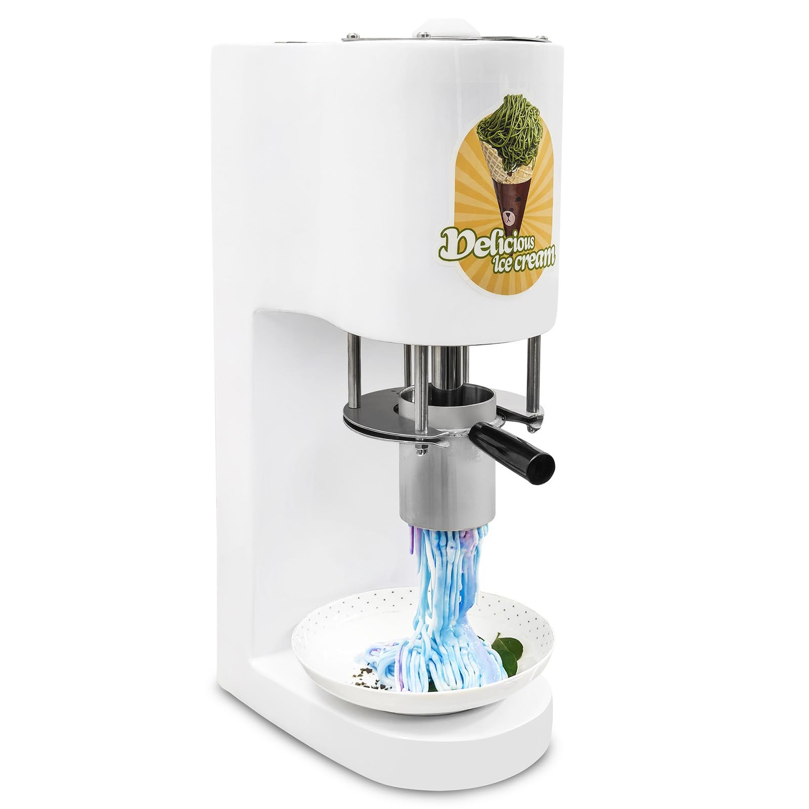 Gelatiera Domestica, Macchina per Gelato Spaghetti, One-Touch, istantaneo, salvaspazio, capacità 28-30 L/Ora, per Compleanni e Serate di Gioco in Famiglia White